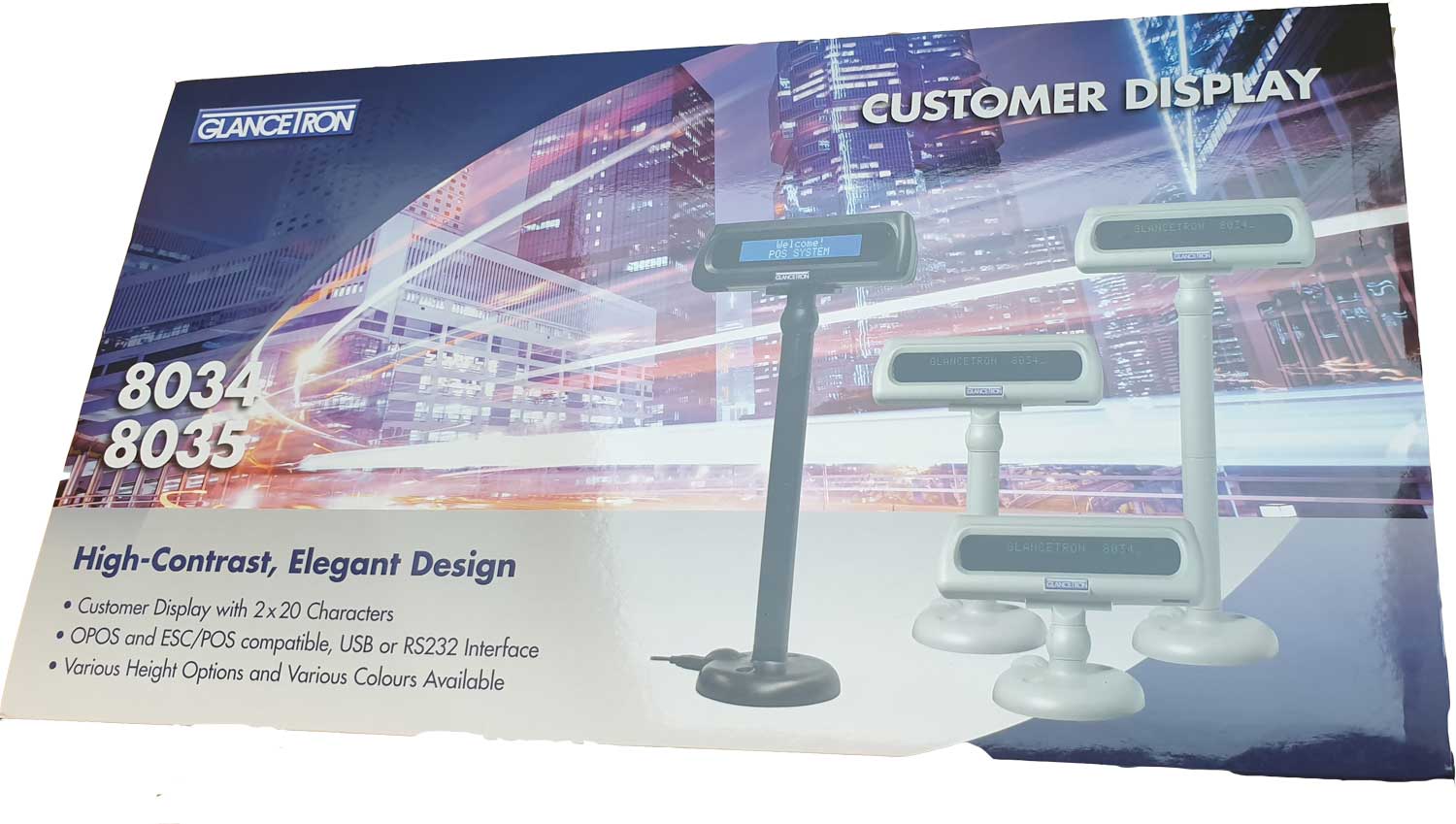 Kundendisplay Glancetron 8034 Kit RS232 black 2x20